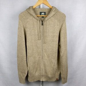 Roots Tan Full-Zip Textured Shoulder Hooded Sweater